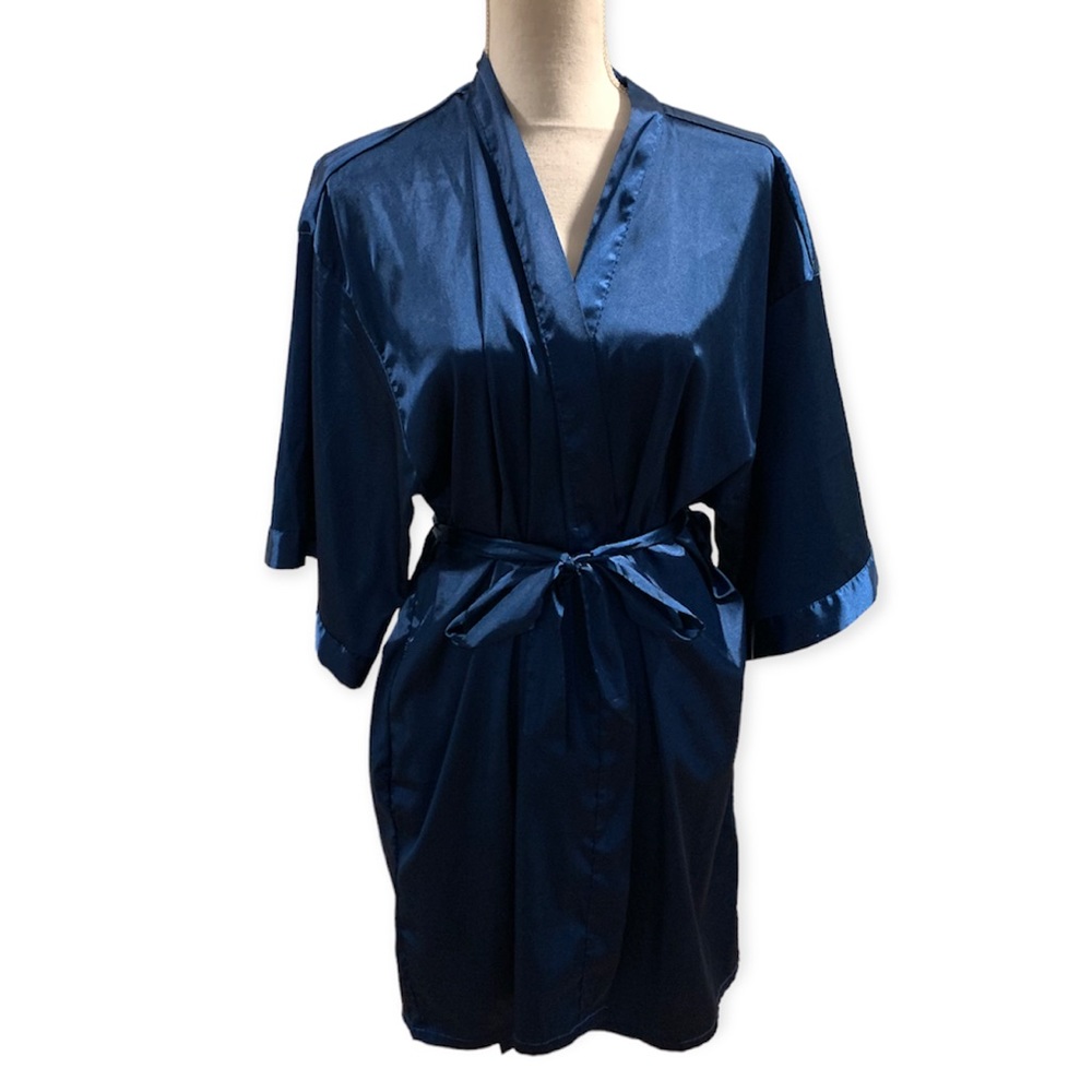Blue Satin Robe size S/M - Picture 1 of 4